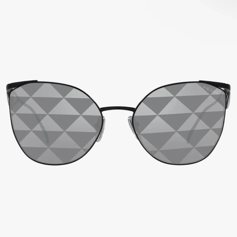 NWT🔥 Prada ✨ PR 50ZS 1AB03T Black Metal Fashion Sunglasses Grey Mirror Lens ✨ - Picture 4 of 9